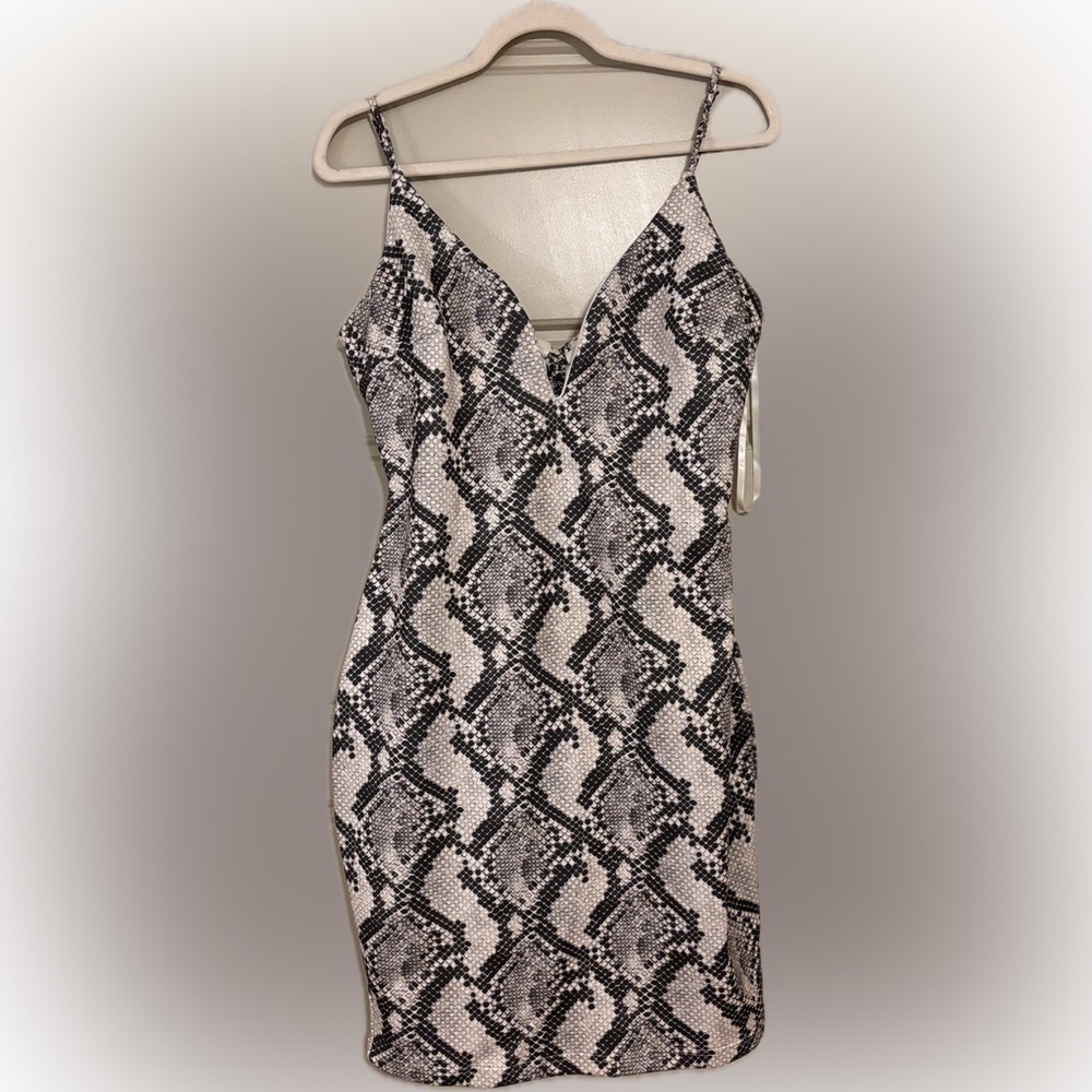 🐍 Snakeskin Open Back Mini Dress